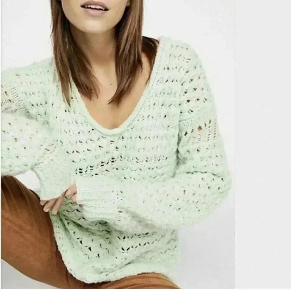 NWT Free People Crashing Waves Knit Scoop Sweater - Picture 1 of 7